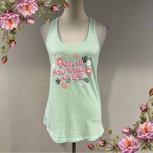 Mint Green halter sleeveless‎ Graphic Tank Top size medium